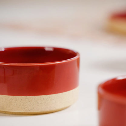 Glazed Ceramic Bowls Set Of 4 Amber Clay 150ml