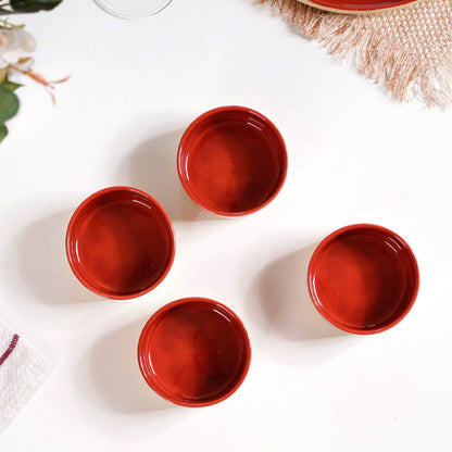 Glazed Ceramic Bowls Set Of 4 Amber Clay 150ml