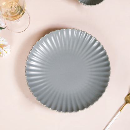 Grey Scallop Dinner Plates Set Of 4 10 Inch