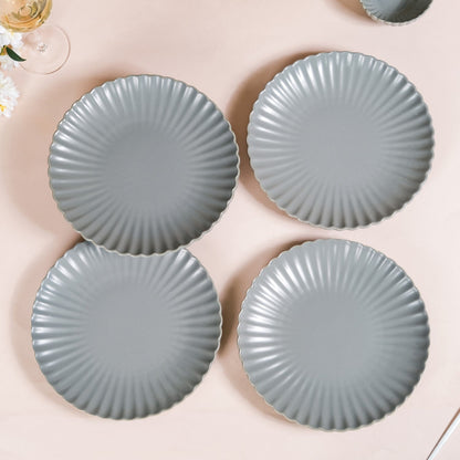 Grey Scallop Dinner Plates Set Of 4 10 Inch