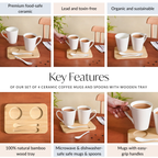 Coffee Mugs And Spoons With Wooden Tray For Two 350ml