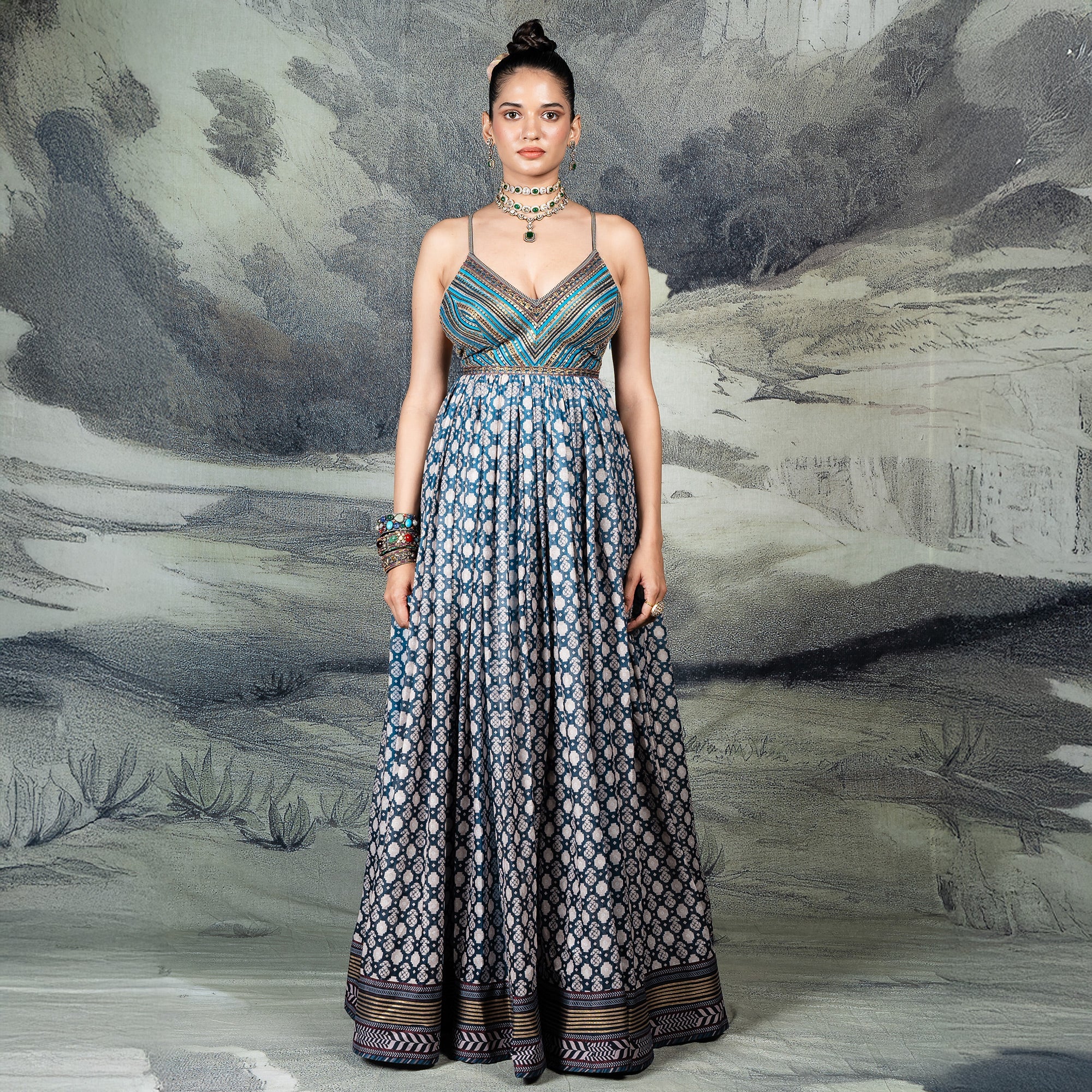 Cerulean Blue Anarkali | CHAR