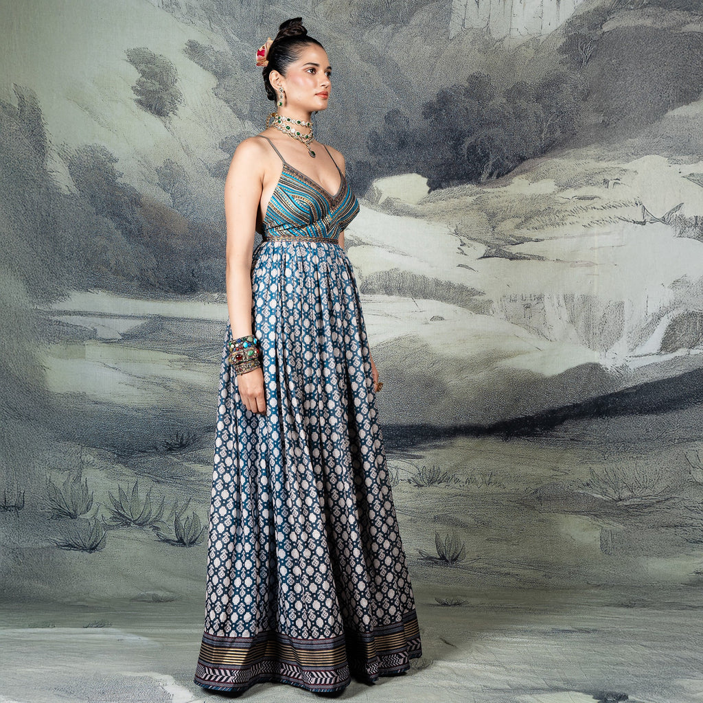 Cerulean Blue Anarkali | CHAR