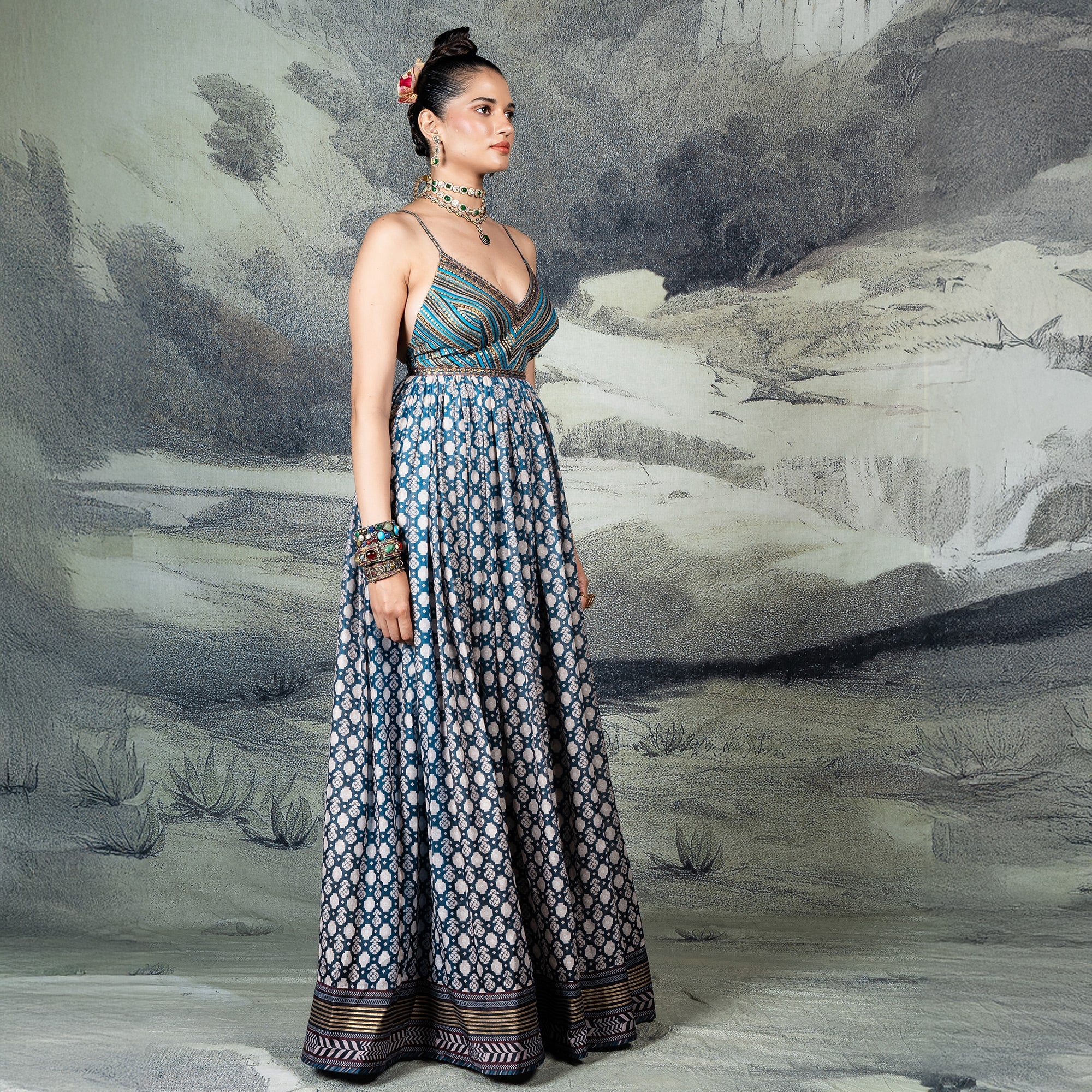 Cerulean Blue Anarkali | CHAR