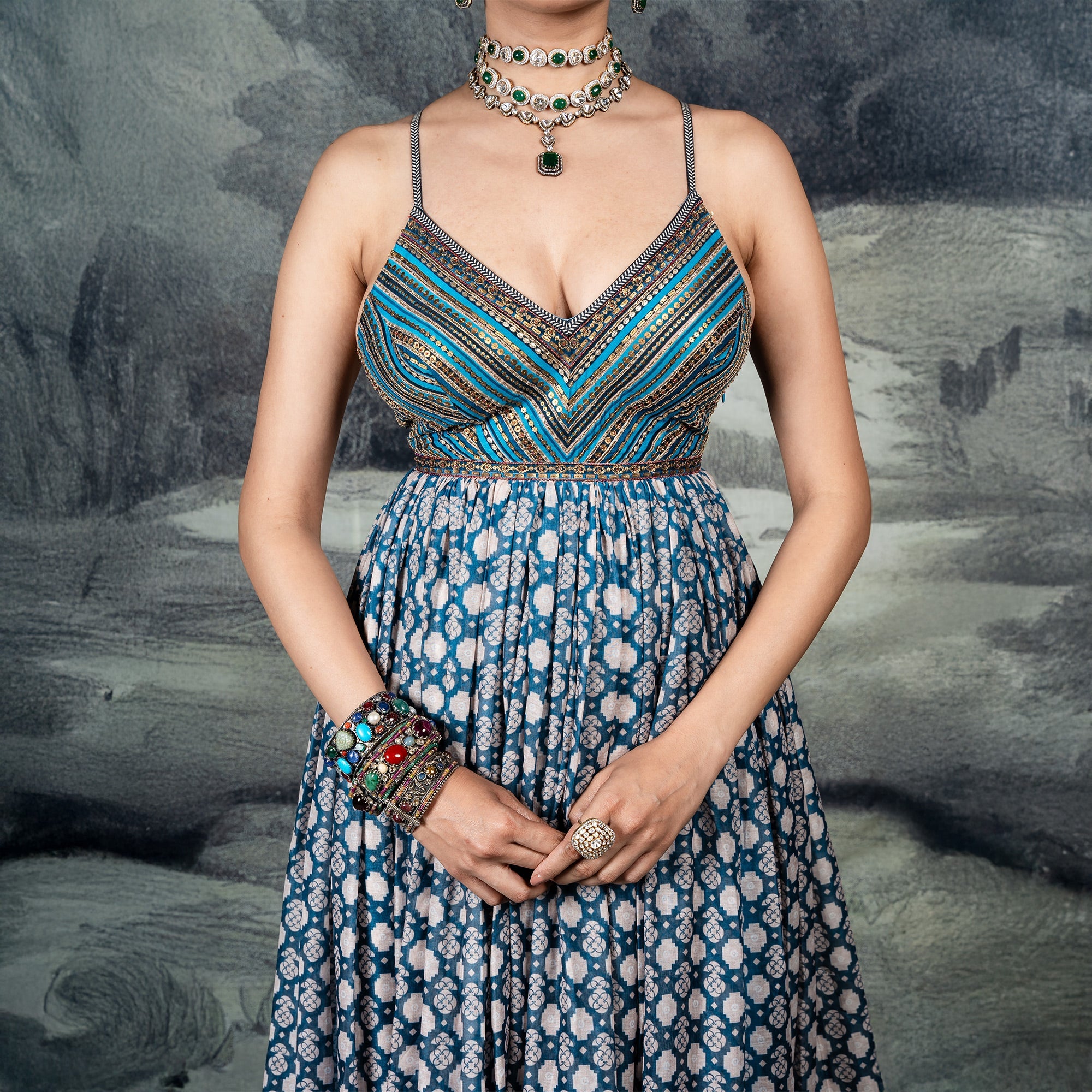 Cerulean Blue Anarkali | CHAR