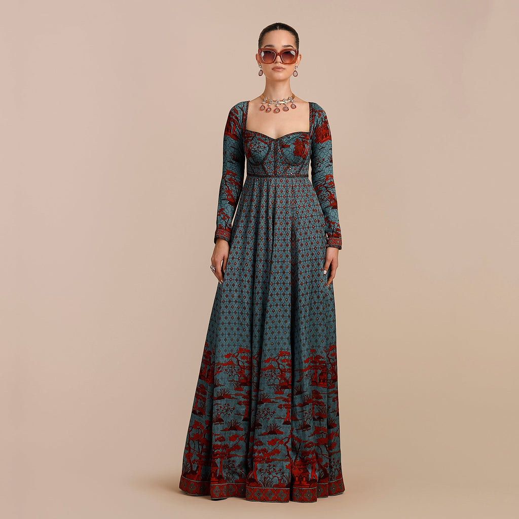 Cerulean Blue Anarkali | SATT