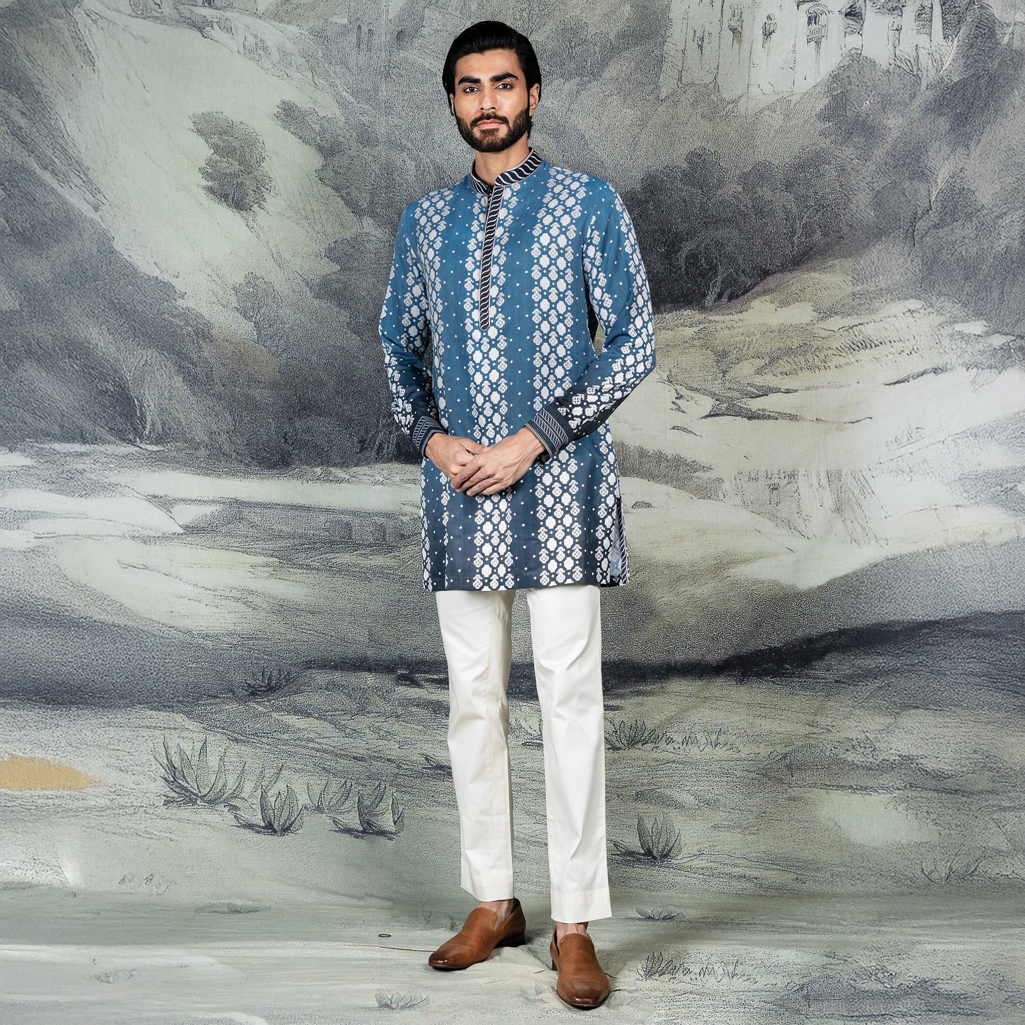 Cerulean Blue Ombre Kurta | CHAR