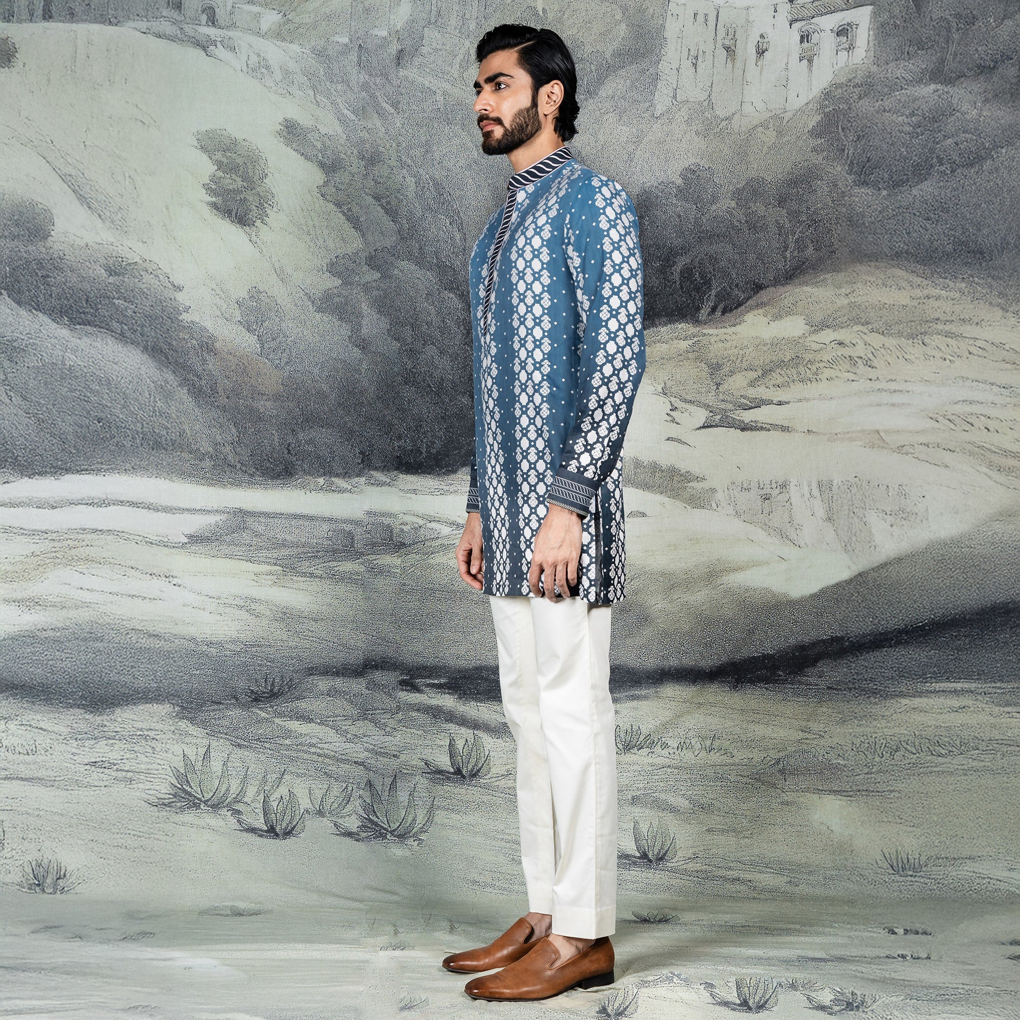 Cerulean Blue Ombre Kurta | CHAR