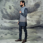 Cerulean Blue Ombre Nehru Jacket | CHAR