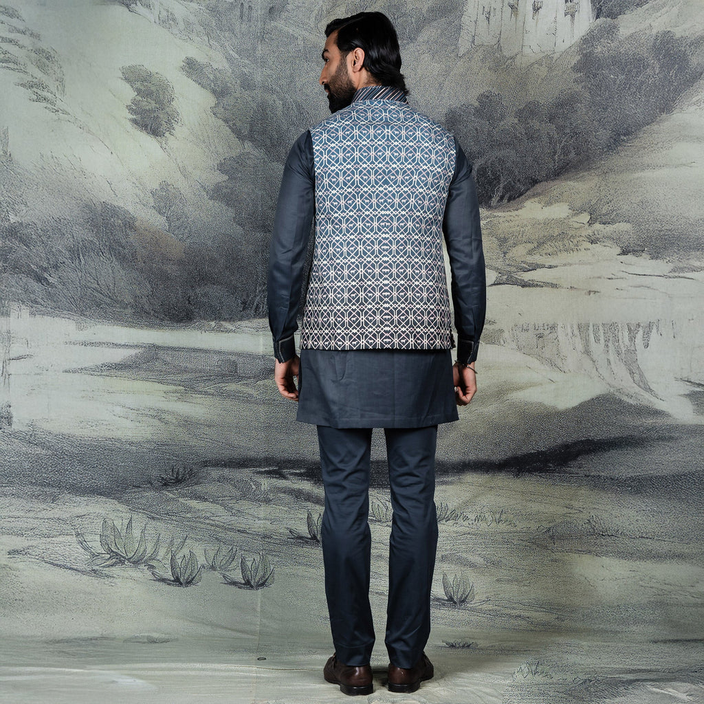 Cerulean Blue Ombre Nehru Jacket | CHAR