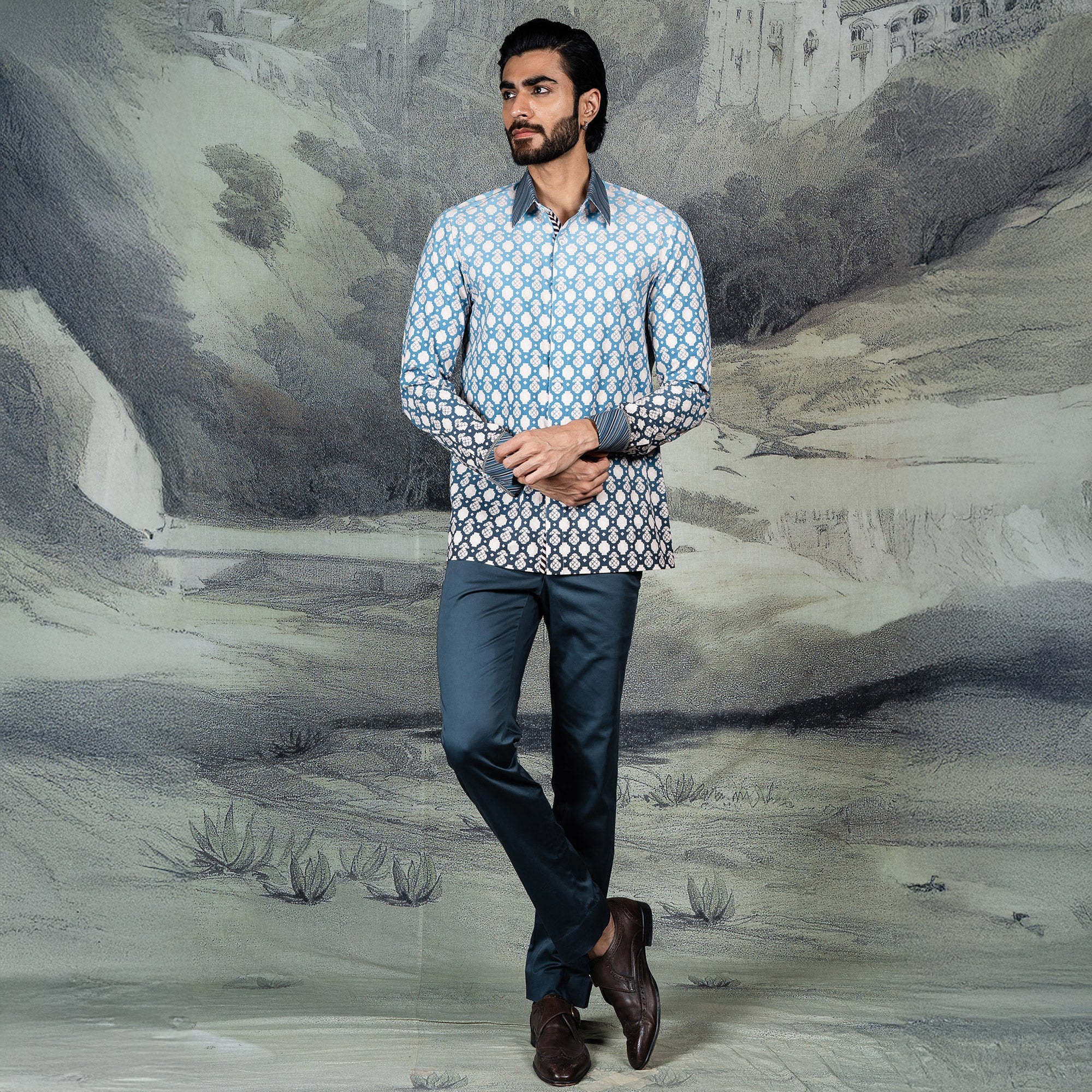 Cerulean Blue Ombre Shirt | CHAR