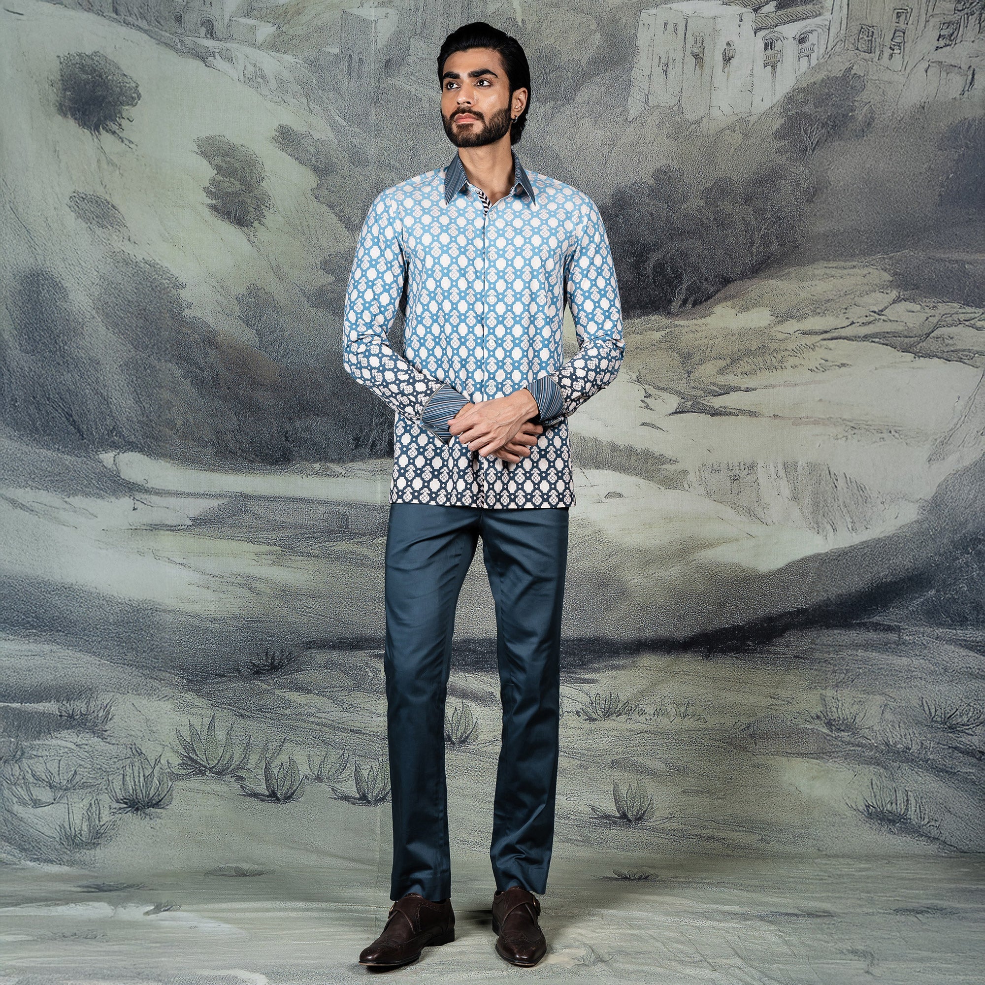 Cerulean Blue Ombre Shirt | CHAR