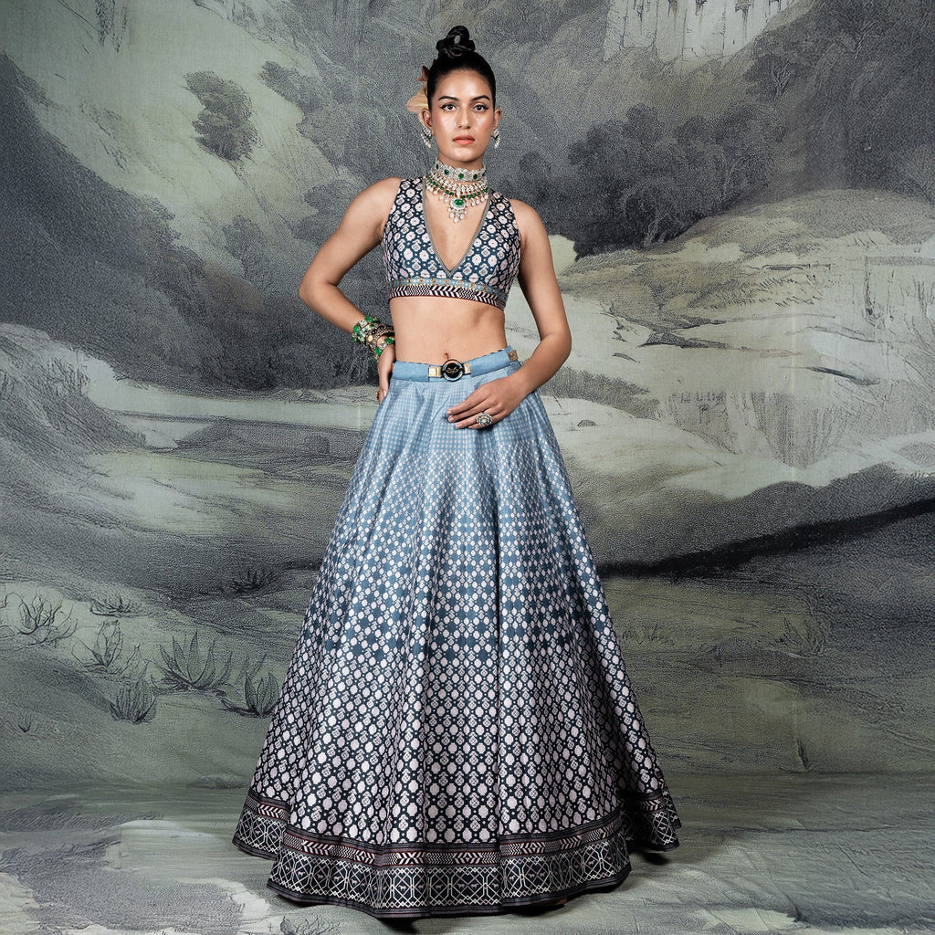 Cerulean Blue Skirt Set | CHAR