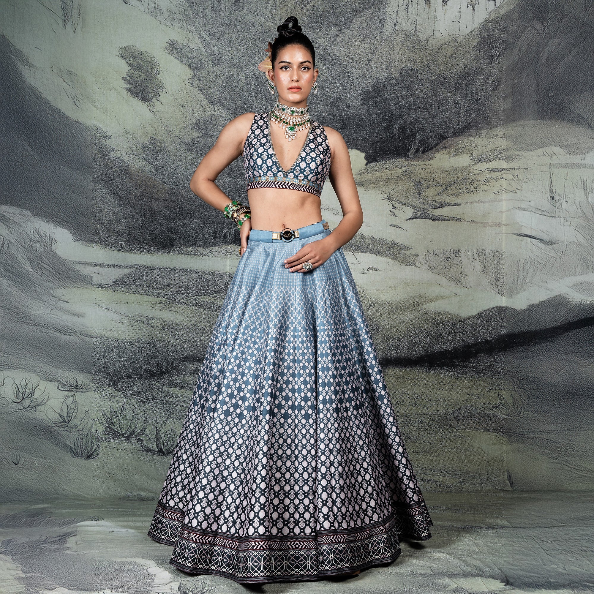 Cerulean Blue Skirt Set | CHAR