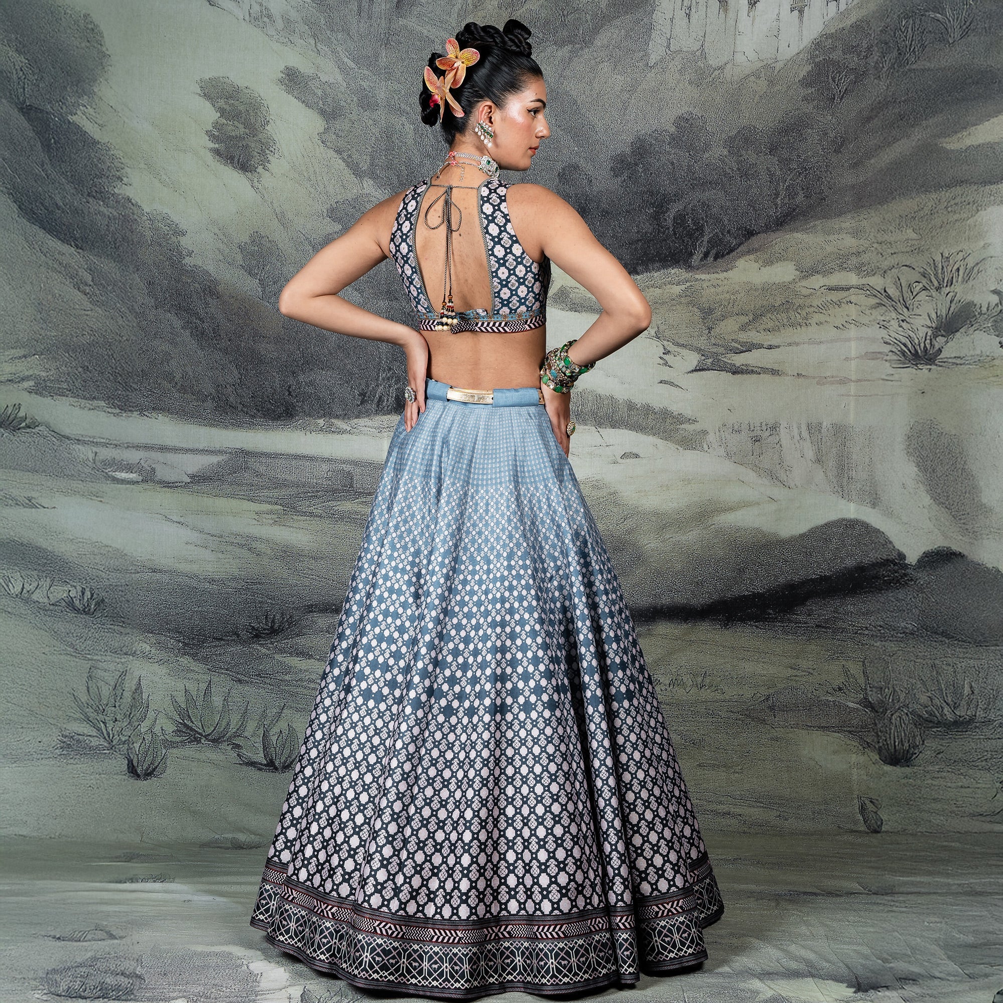 Cerulean Blue Skirt Set | CHAR