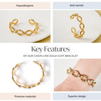 Chain Link Gold Cuff Bracelet