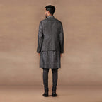Charcoal Black Nehru Jacket Set | MURAQQA