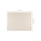 Checkered White And Mustard Yellow Tassel Cotton Throw