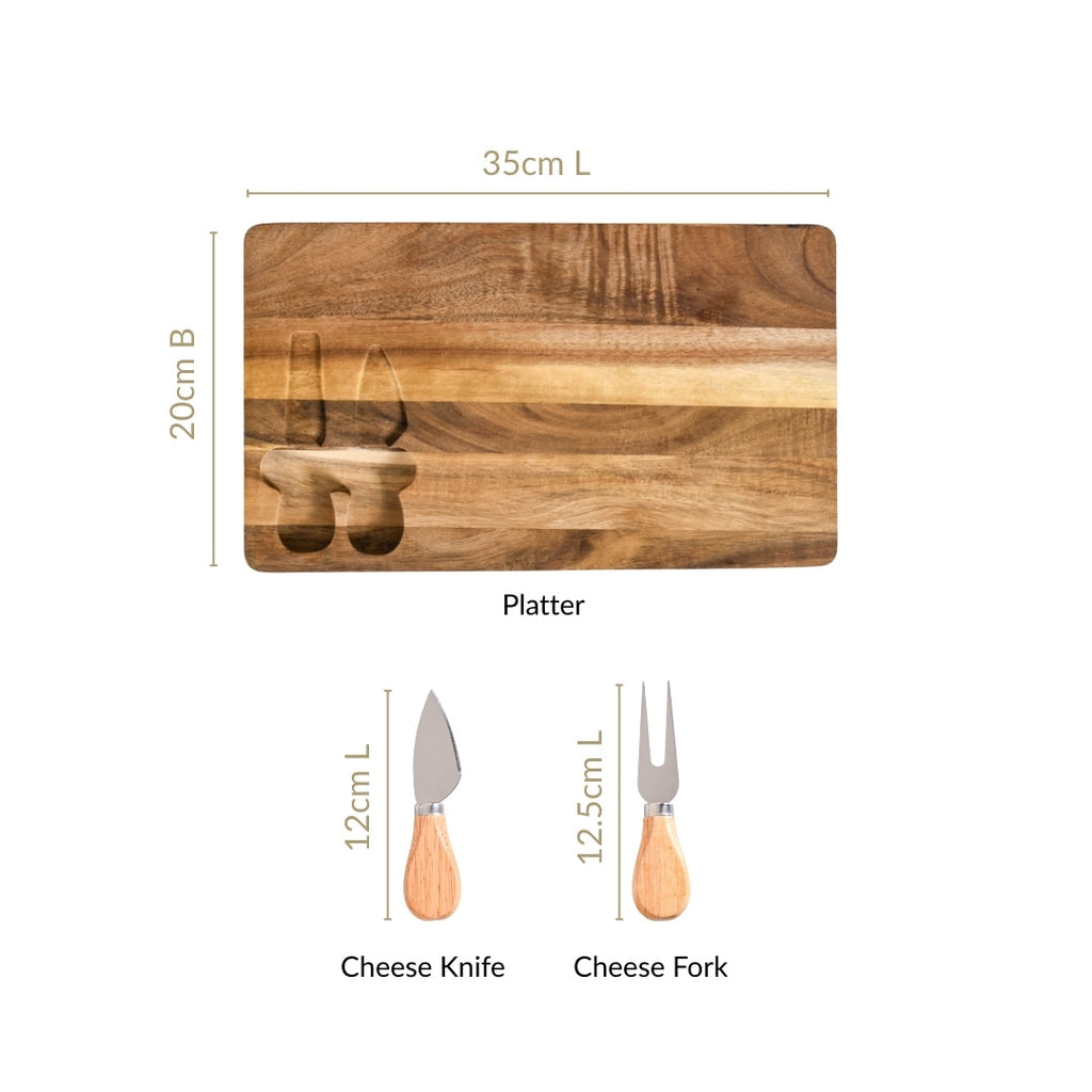 Cheese Board With Cheese Knife And Fork