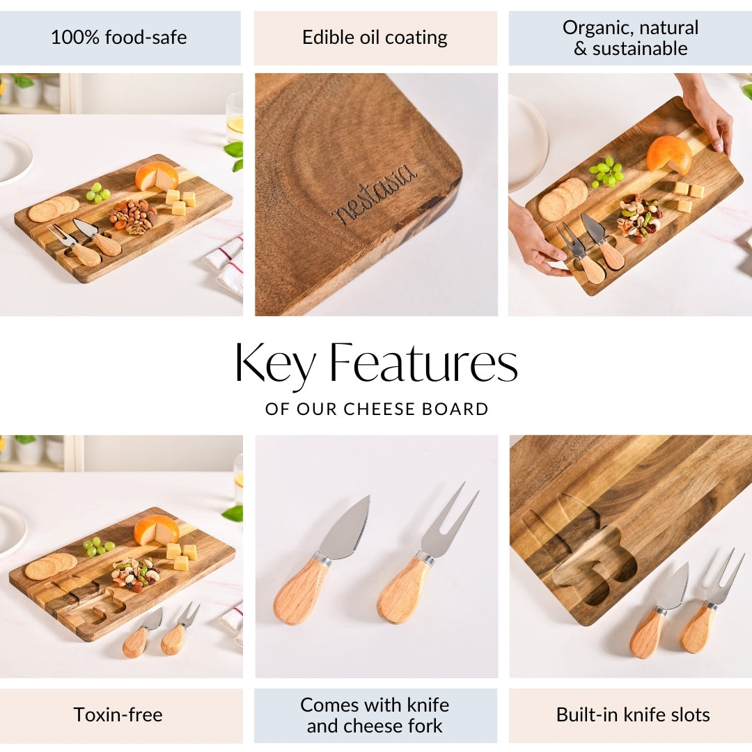 Cheese Board With Cheese Knife And Fork