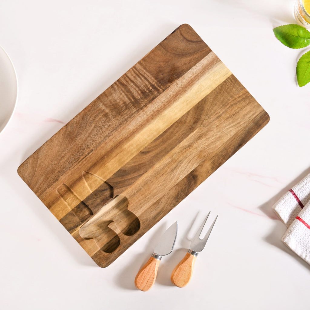 Cheese Board With Cheese Knife And Fork