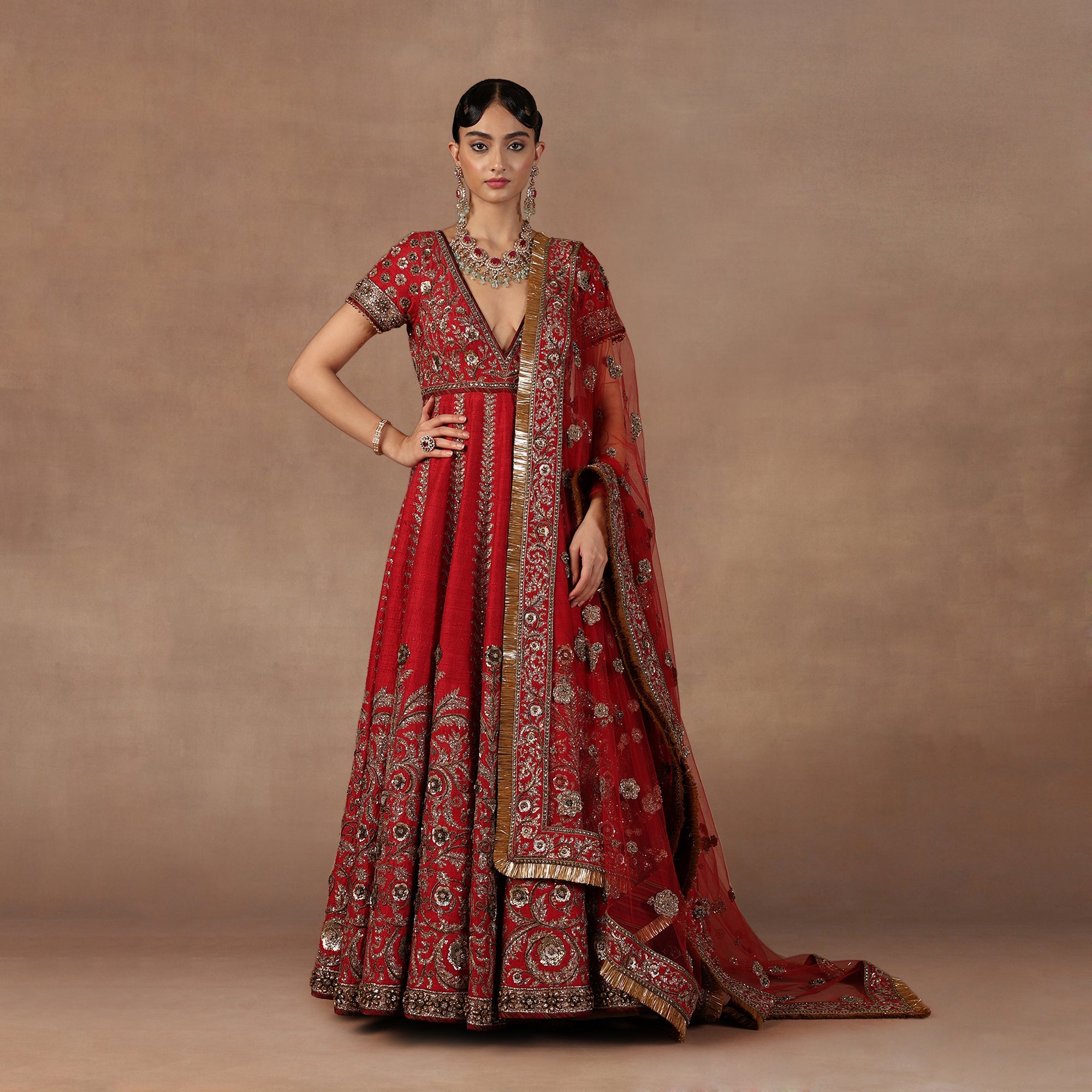 Cherry Red Anarkali Set | EAST