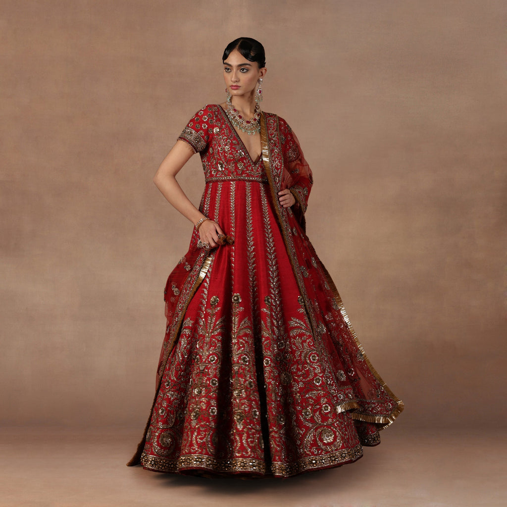 Cherry Red Anarkali Set | EAST