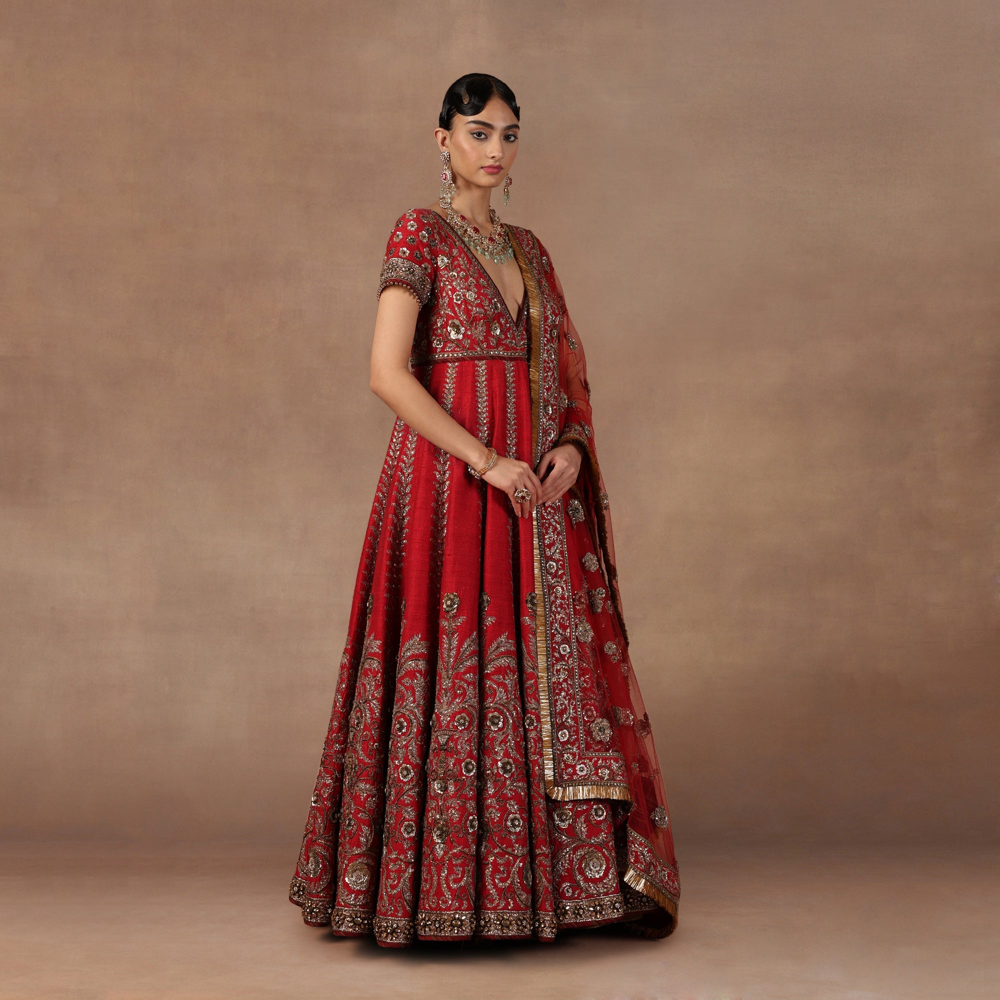 Cherry Red Anarkali Set | EAST