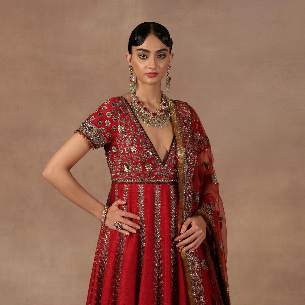 Cherry Red Anarkali Set | EAST