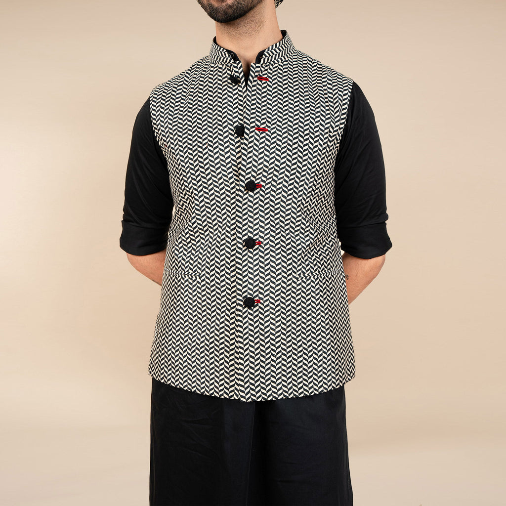 Chevron Nehru Jacket | CHAR