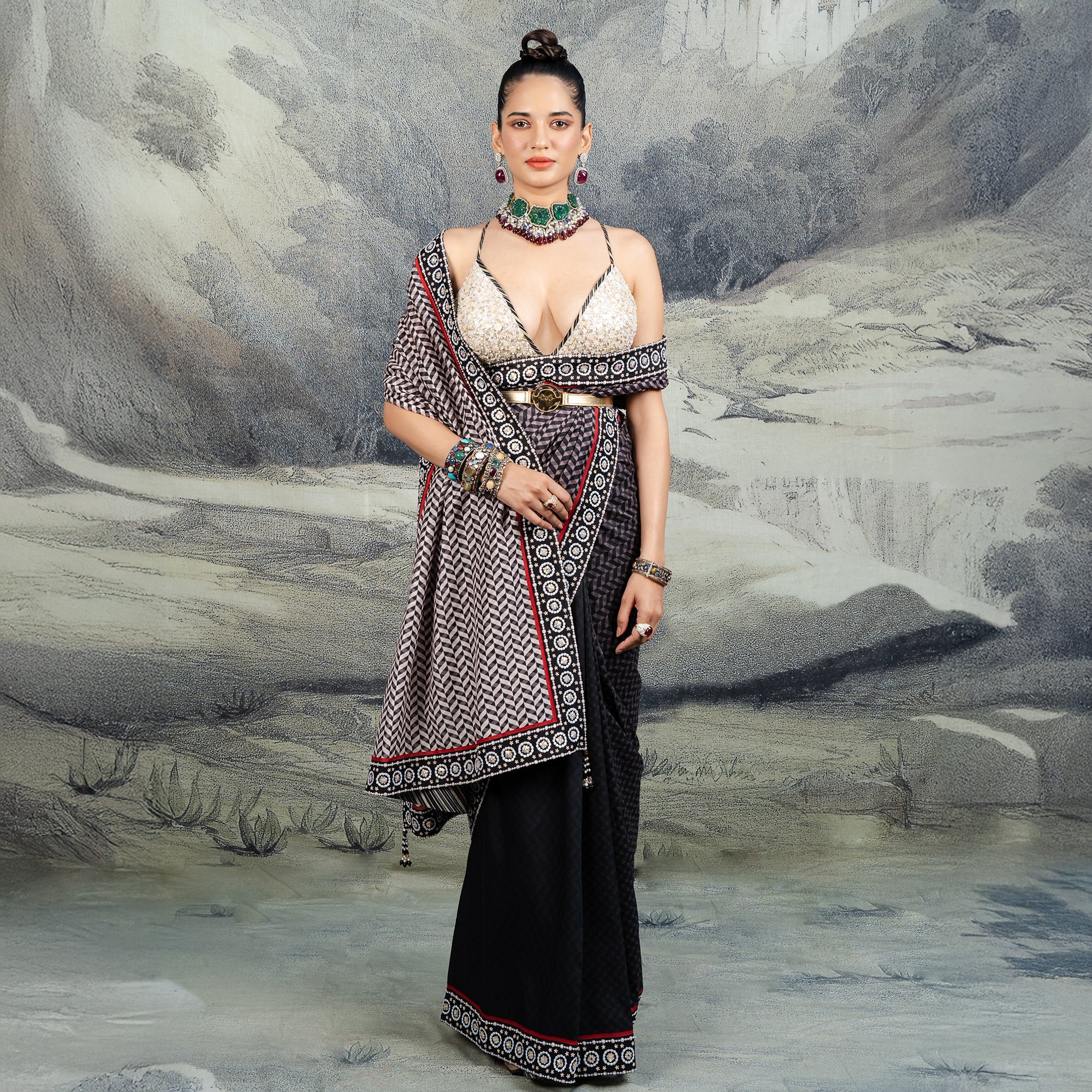 Chevron Saree Set | CHAR