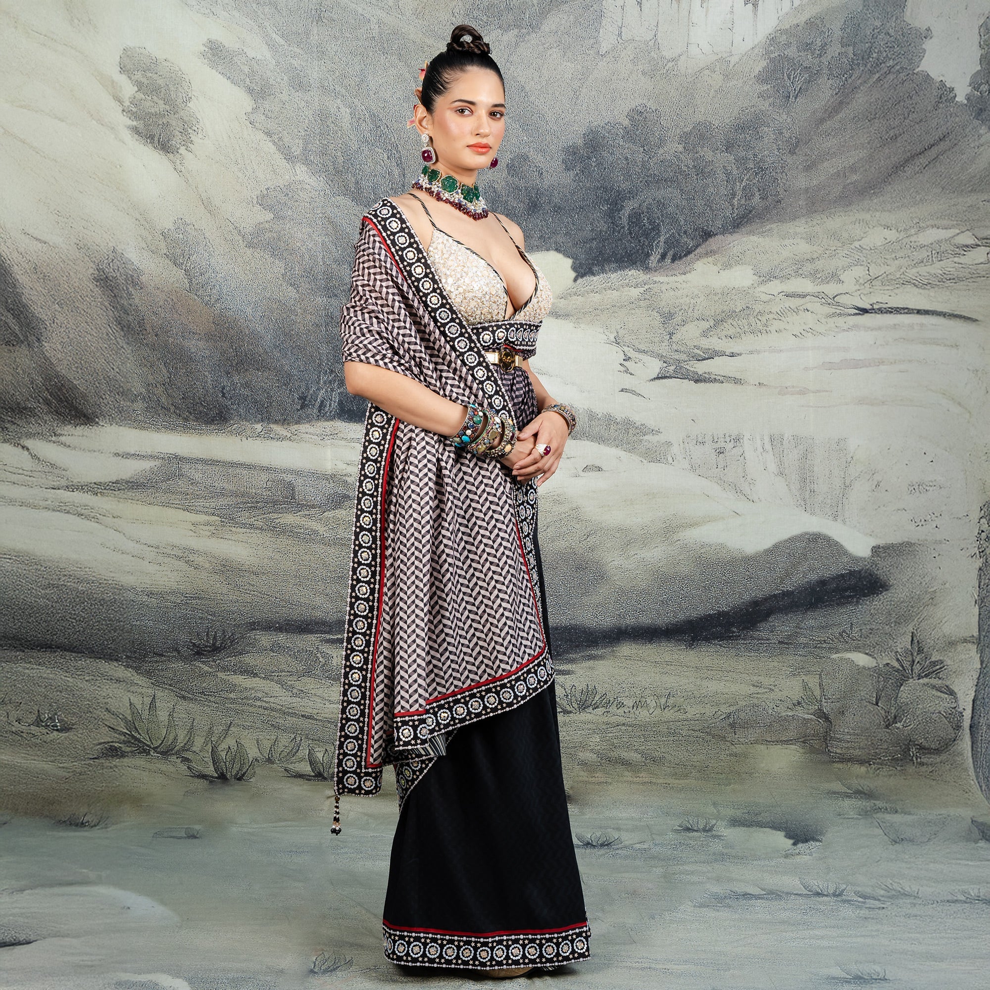 Chevron Saree Set | CHAR