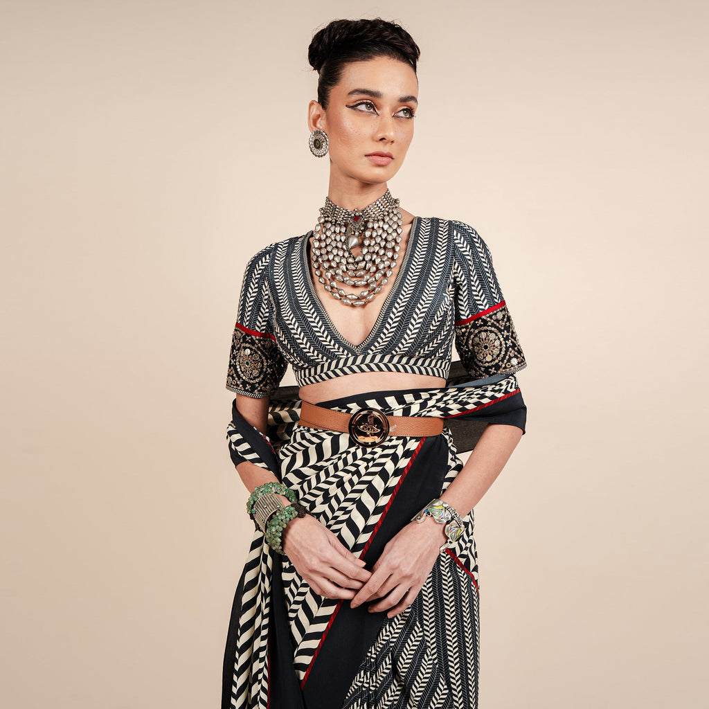 Chevron Saree Set | CHAR
