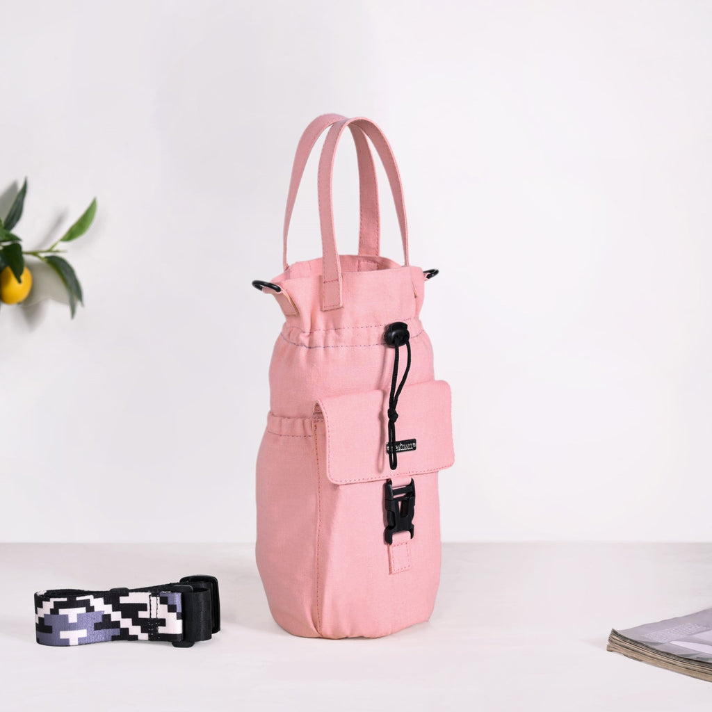 Chic Pink Drawstring Bottle Holder