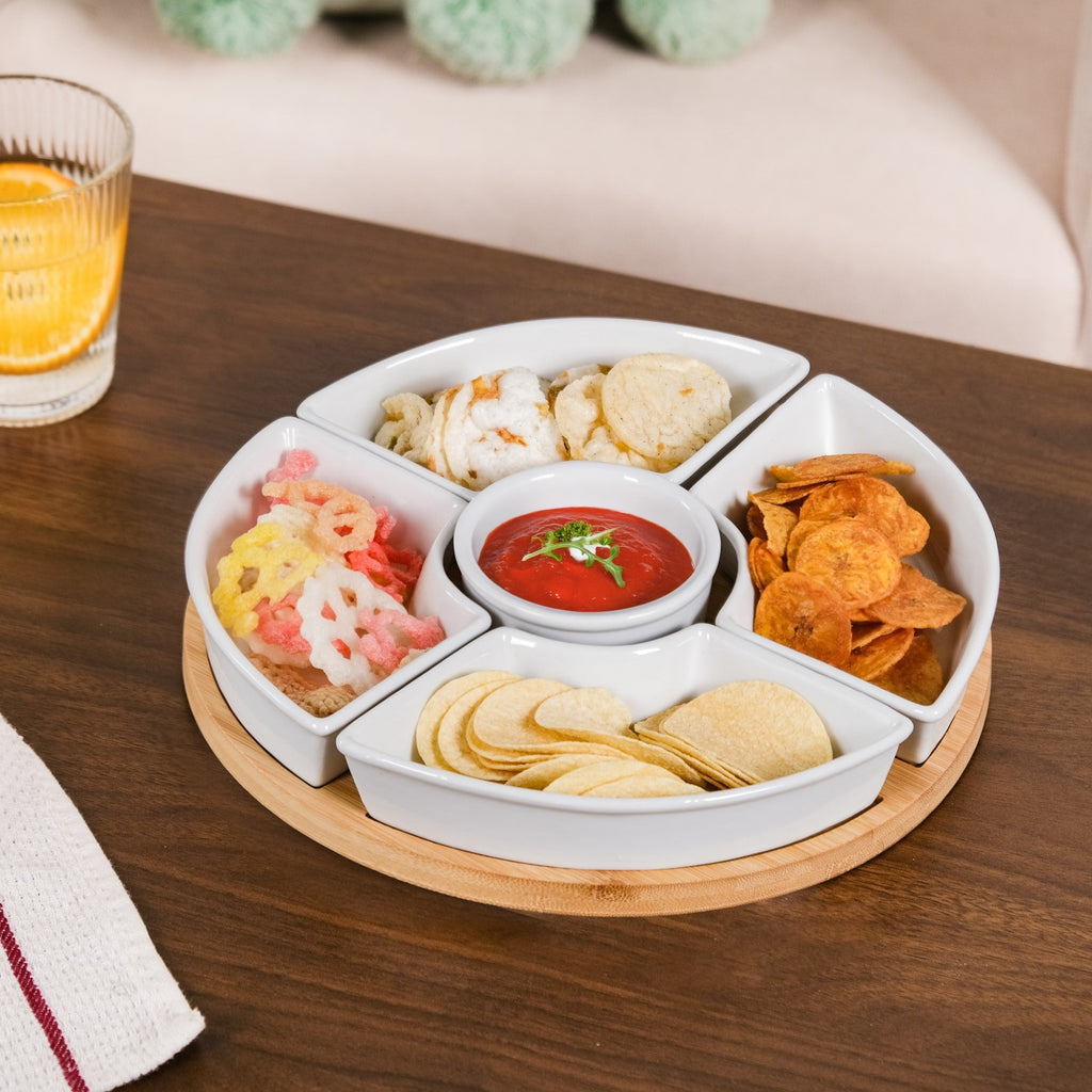 Chip And Dip White Ceramic Platter