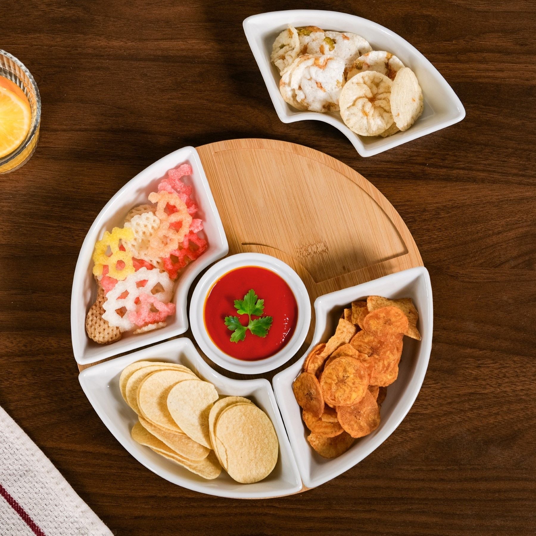 Chip And Dip White Ceramic Platter