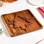 Christmas Tree Acacia Wood Serving Platter 30x30cm