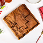 Christmas Tree Acacia Wood Serving Platter 30x30cm