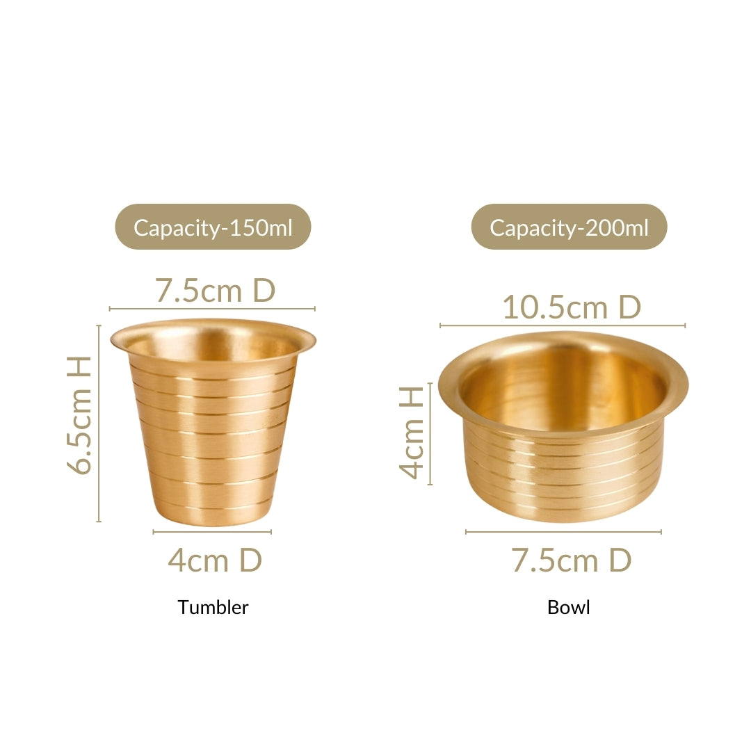 Lined Pure Brass Filter Coffee Dabara Set For 2 With Gift Box