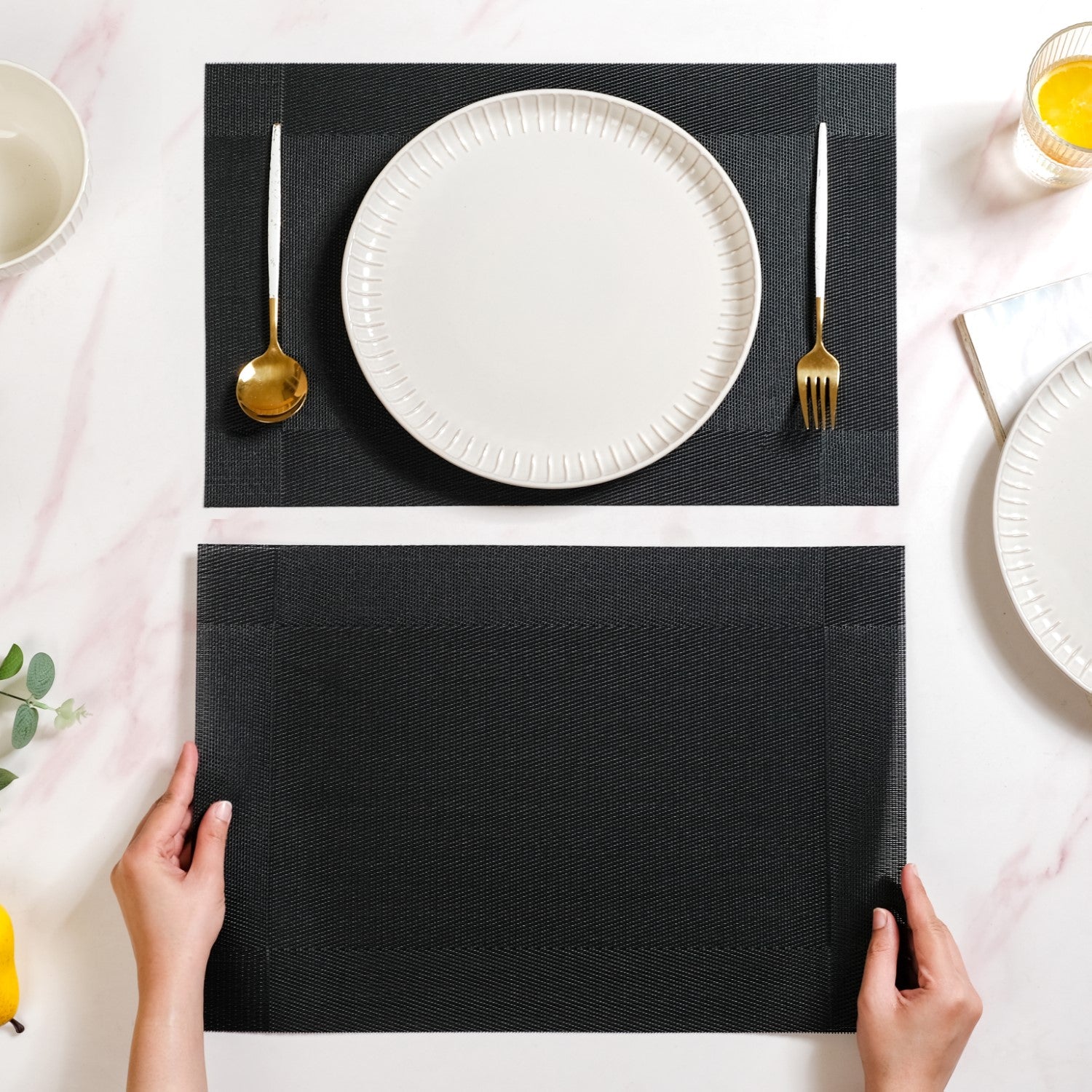 Classic Black Table Mat Set Of 6