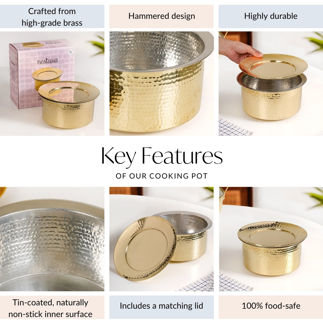 Pure Brass Patila With Lid 2000ml