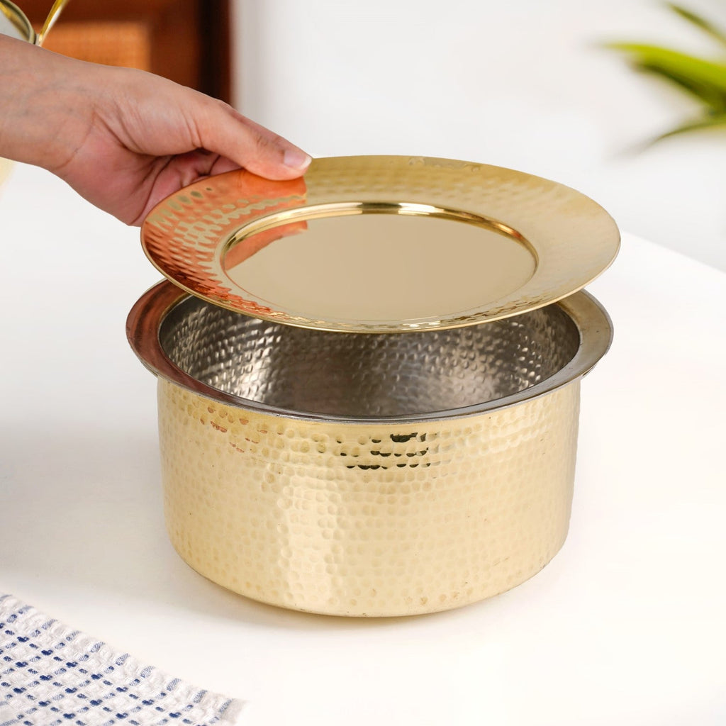 Pure Brass Patila With Lid 2000ml