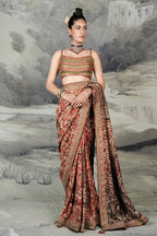 Classic Red Embroidered Saree Set | BARODA