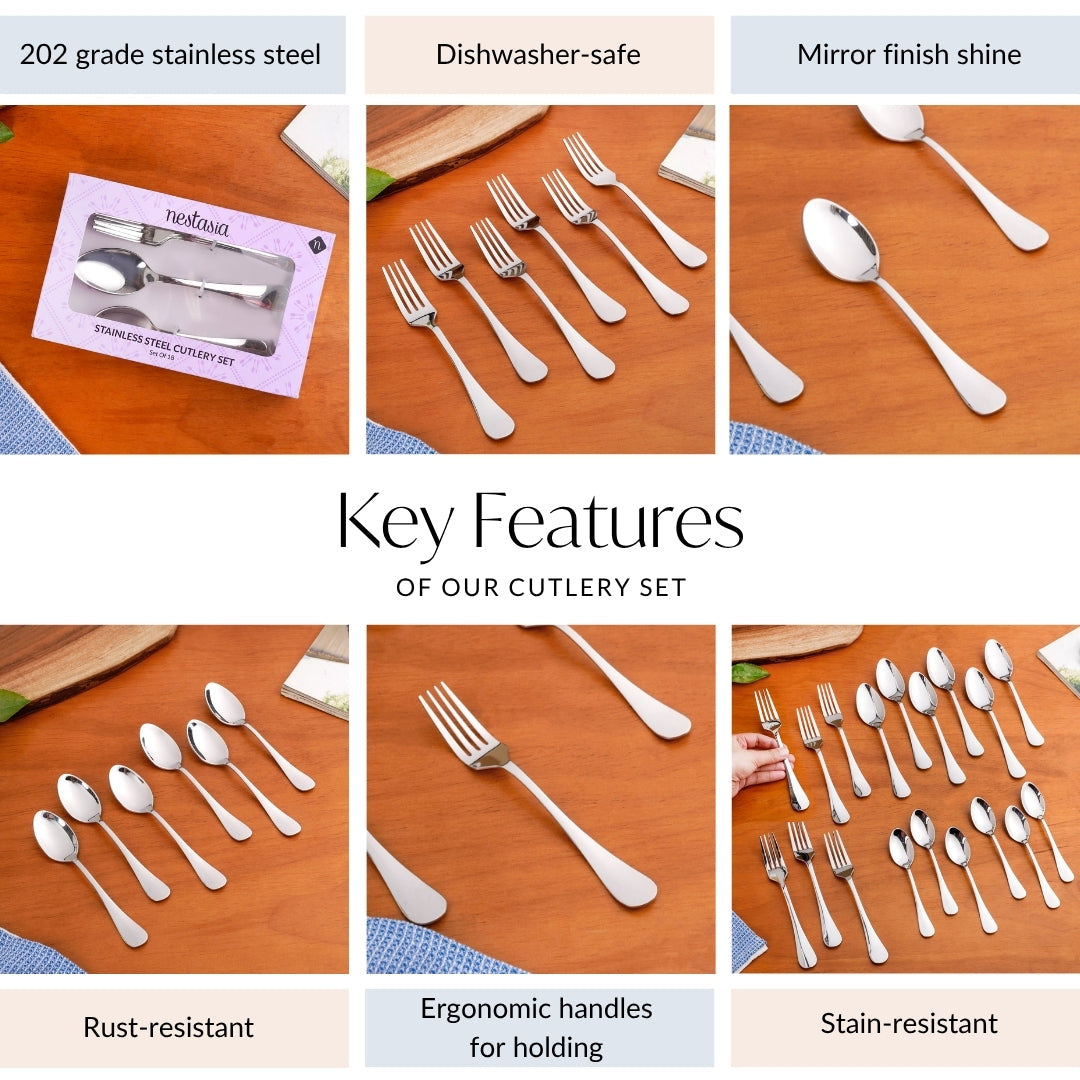 Classic Stainless Steel Cutlery Set Of 18