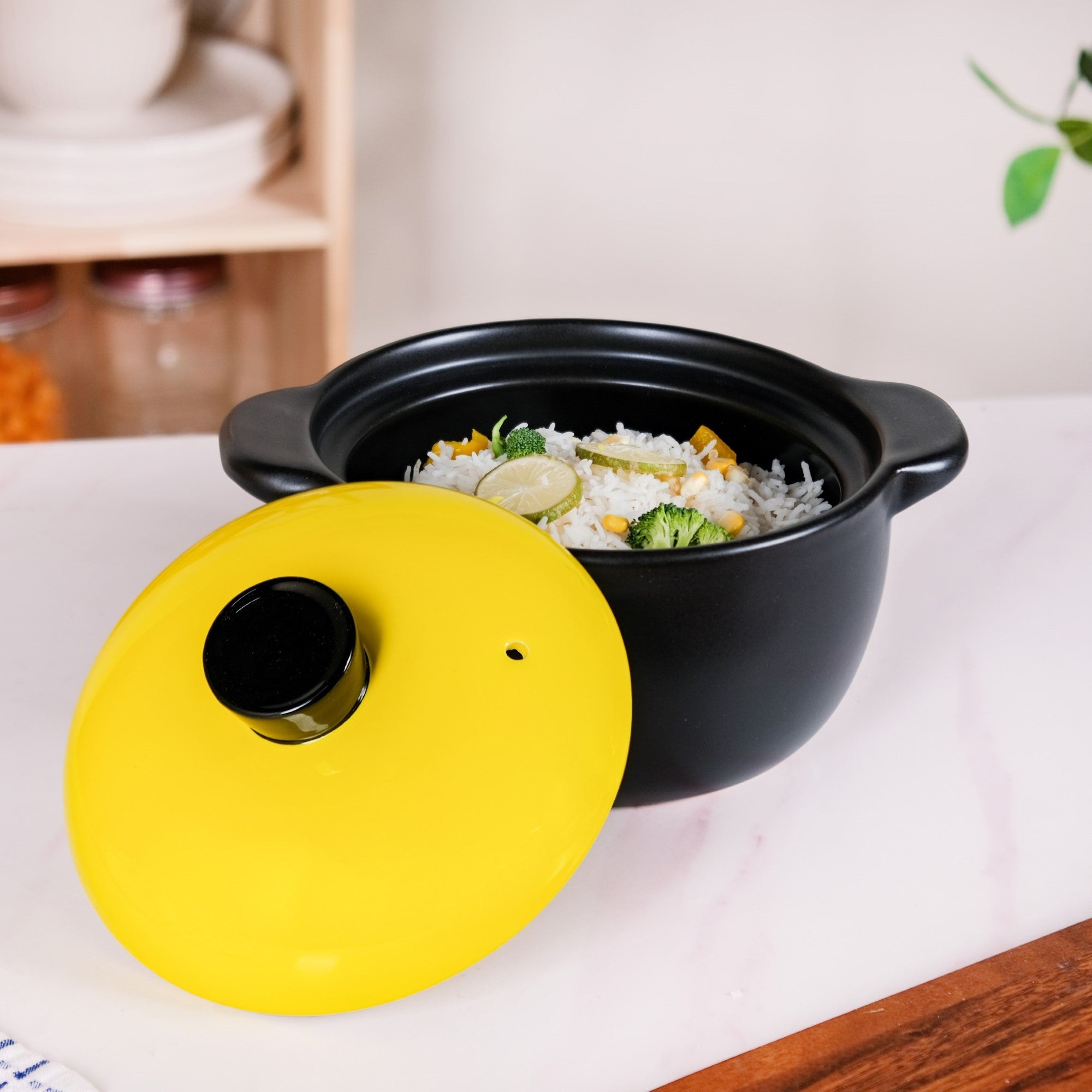 Limonelle Ceramic Cooking Casserole With Lid Flame Safe 2300ml