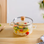 Clear Borosilicate Glass Cooking Pot With Lid 1800ml