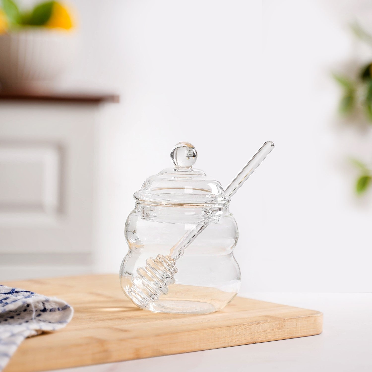 Glass Honey Jar with Dipper And Lid 300ml