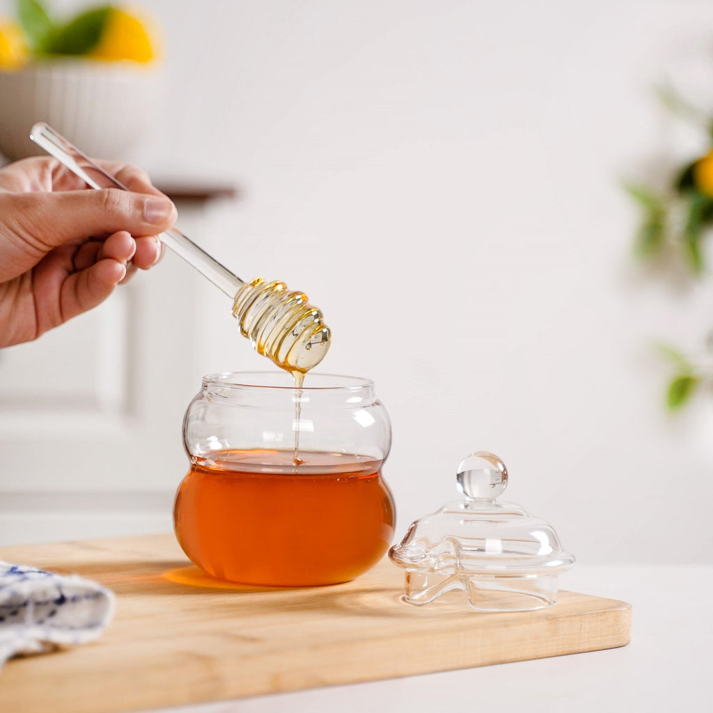 Glass Honey Jar with Dipper And Lid 300ml