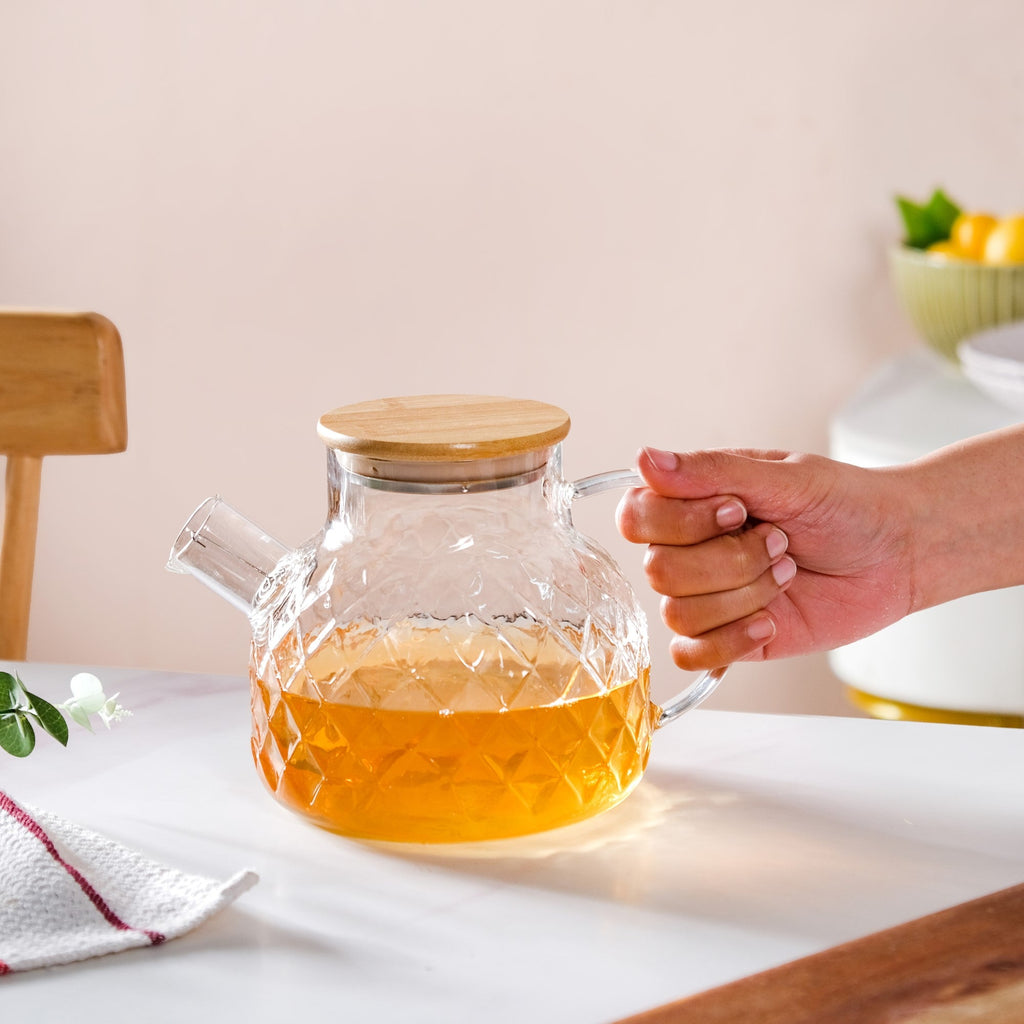 Clear Luxe Diamond Borosilicate Glass Jug 1000ml