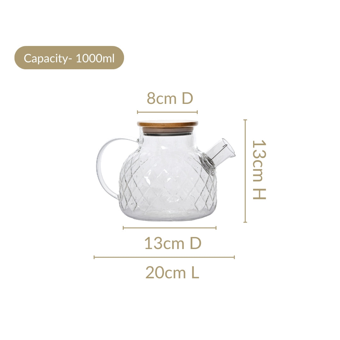 Clear Luxe Diamond Borosilicate Glass Jug 1000ml